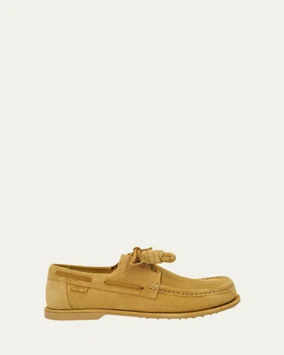 LOEWE MEN'S CAMPO SUEDE FLAMENCO-KNOT BOAT SHOES