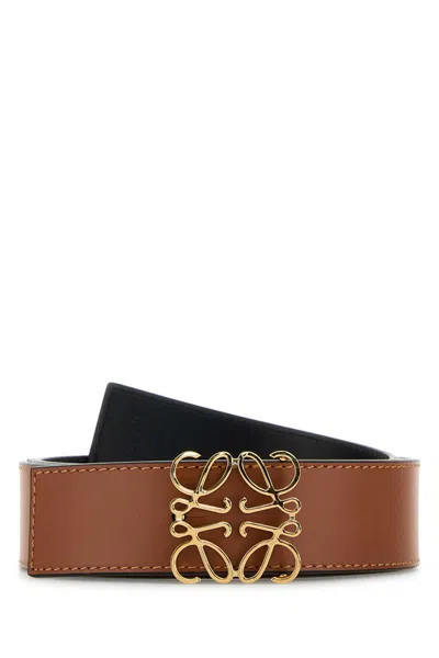 Loewe Men Caramel Leather Reversible Anagram Belt In Brown