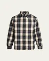 Loewe Leather-trimmed Checked Cotton-poplin Overshirt In Green/multicolor