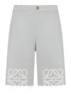 Loewe Men Cotton Anagram Shorts In Gray