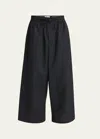 LOEWE MEN'S COTTON-BLEND ANAGRAM EMBROIDERED CROPPED TROUSERS