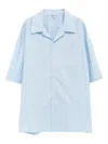 Loewe Embroidered-pocket Short-sleeves Shirt In Blue