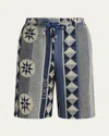 Loewe Mens Blue Multicolor Ibiza Graphic-pattern Cotton-blend Terry Shorts