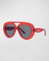 Loewe Men's Curvy Pilot Acetate Sunglasses In Red