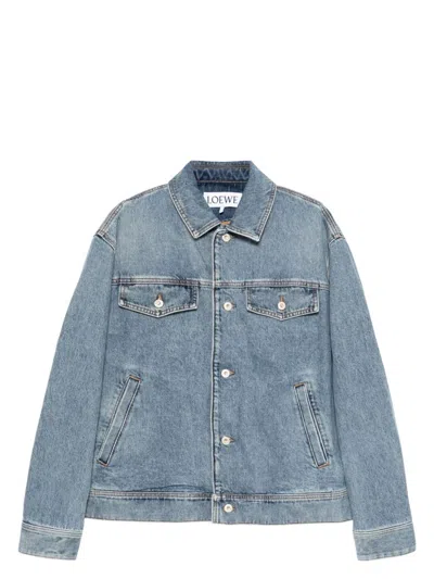 LOEWE MEN'S DENIM HOODED JACKET