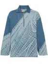 Loewe Printed Half-zip Denim Coat In Blue