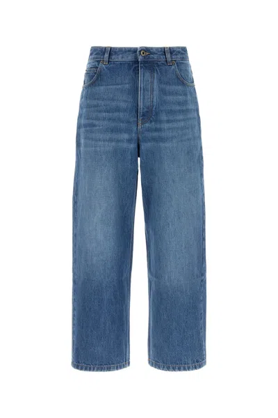 Loewe Men Denim Wide-leg Jeans In Blue