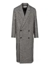 Loewe Double-breasted Wool Blend Coat Coats Grey In Gray