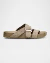 Loewe Men's Ease Brushed Suede Buckle Slide Sandals In Nude
