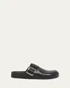 Loewe Ease Buckle Brushed Leather Clogs In Black