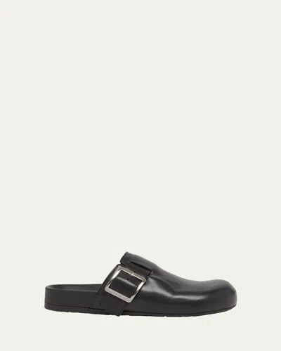 LOEWE MEN'S EASE BUCKLE CALF LEATHER MULES