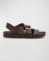 LOEWE MEN'S EASE LEATHER BUCKLE SANDALS