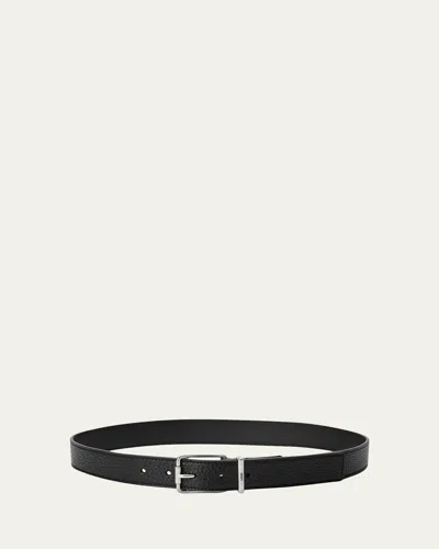 Loewe Men's Essential Grained Calfskin Belt In Black