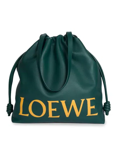 Loewe Men's Flamenco Logo Leather Tote Bag In Green