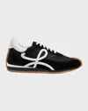 Loewe Flow Runner Suede-trimmed Sneakers In Black White