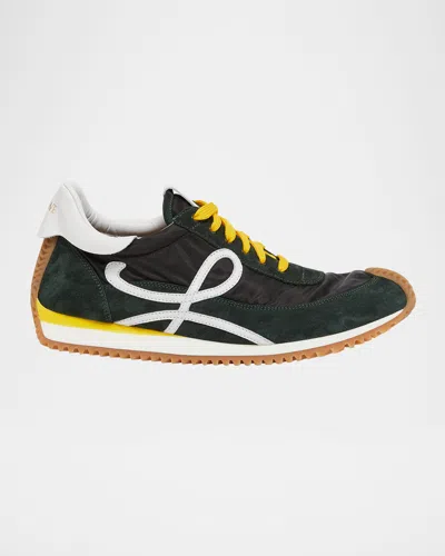 LOEWE MEN'S FLOW RUNNER 2.0 NYLON AND SUEDE LOW-TOP SNEAKERS