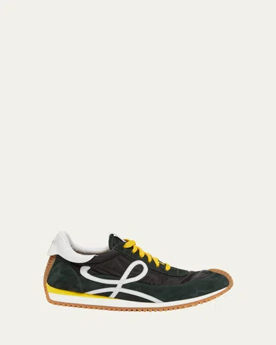 LOEWE MEN'S FLOW RUNNER 2.0 NYLON AND SUEDE LOW-TOP SNEAKERS