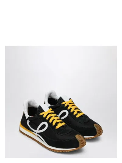 LOEWE MEN'S FLOW RUNNER SNEAKERS BLACK/WHITE/KAKI | SIZE 45 | M816282XB9NY