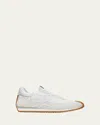 Loewe Suede & Tech Flow Runner Low Sneakers In Gold Black