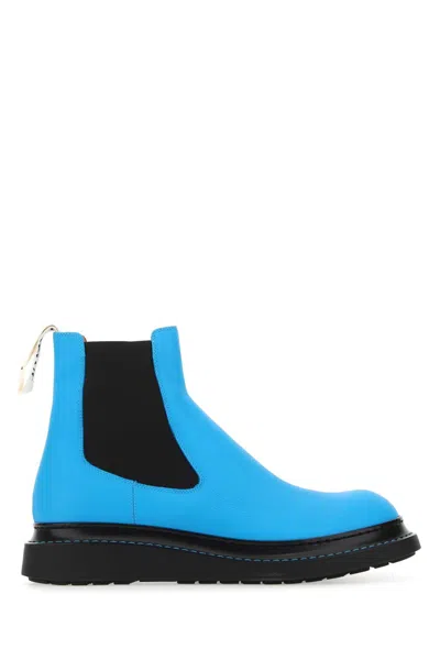 Loewe Men Fluo Light-blue Leather Ankle Boots