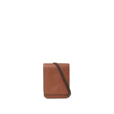 Loewe Men's Gusset Flat Crossbody Bag In Brown