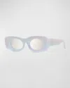 Loewe Men's Holographic Thin Geometric Sunglasses In White