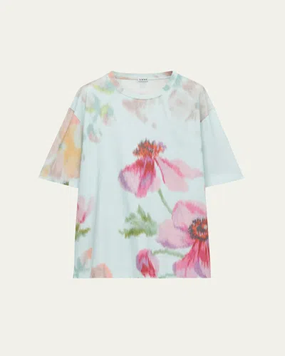 LOEWE MEN'S JERSEY ABSTRACT FLORAL CREWNECK T-SHIRT