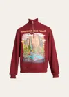 Loewe Graphic Quarter-zip Sweatshirt In Burgundy