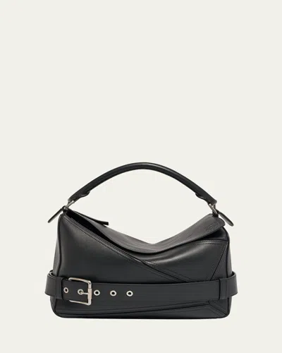 Loewe Men's Large Leather Biker Puzzle Shoulder Bag In Black