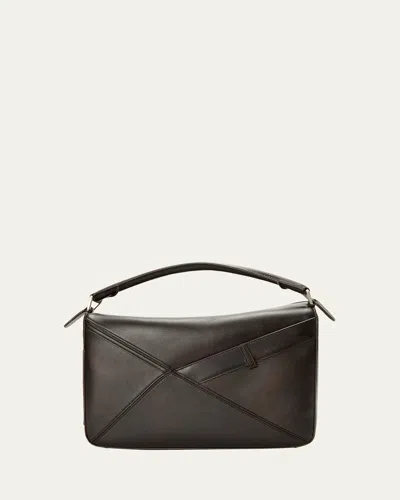 Loewe Men's Large Panta Puzzle Calfskin Shoulder Bag In Brown