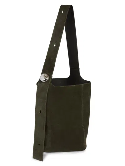 Loewe Men's Large Pebble Leather Bucket Bag In Green