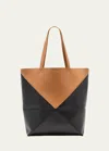 Loewe Puzzle Large Two-tone Leather Tote Bag In Black/warm Desert