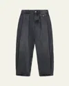 Loewe Embossed Leather-patch Jeans In Black