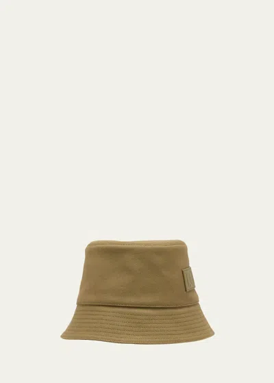 Loewe Men's Leather-logo Bucket Hat In Military Green