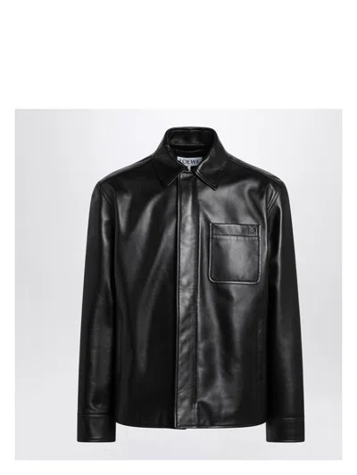 LOEWE MEN'S LEATHER SHIRT JACKET