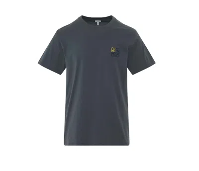 Pre-owned Loewe Men's  Anagram Cotton T-shirt In Onyx Blue