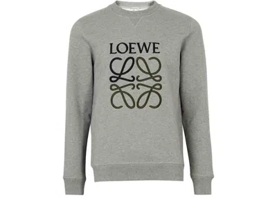 Pre-owned Loewe Men's  Anagram Embroidered Sweatshirt In Grey Melange In Gray