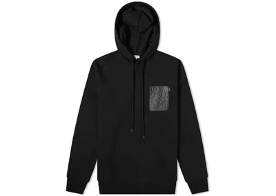 Pre-owned Loewe Men's  Anagram Leather Patch Hoodie In Black
