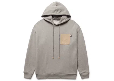 Pre-owned Loewe Men's  Anagram Leather Patch Hoodie In Grey