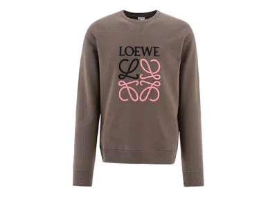 Pre-owned Loewe Men's  Anagram Sweatshirt In Warm Grey/black/pink