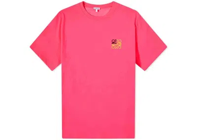 Pre-owned Loewe Men's  Anagram T-shirt In Fluo Pink