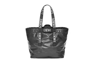 Pre-owned Loewe Men's  Fold Shopper In Paper Calfskin In Black