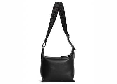 Pre-owned Loewe Men's  Small Cubi Crossbody Bag In Supple Smooth Calfskin And Jacquard In Black