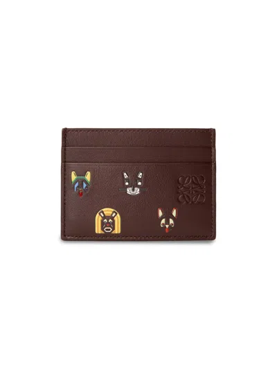Loewe Men's  X Louis Wain Printed Leather Card Case In Brown