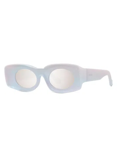 Loewe Men's  X Paula's Ibiza 49mm Square Sunglasses In White Sparkle Grey Mirror