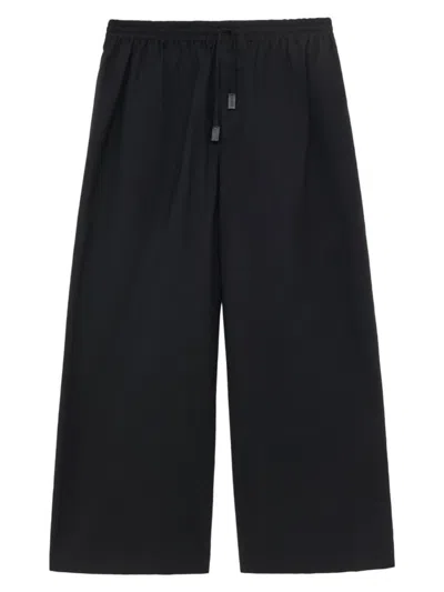 Loewe Paula's Ibiza Straight-leg Cropped Cotton-blend Drawstring Trousers In Black
