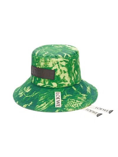 Loewe Men's  X Paula's Ibiza Fisherman Logo Bucket Hat In Military Green