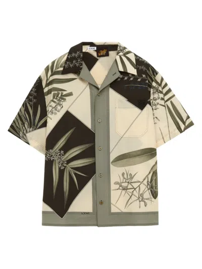 Loewe Men's  X Paula's Ibiza Graphic Cotton & Silk-blend Camp Shirt In Anthracite Multicolor