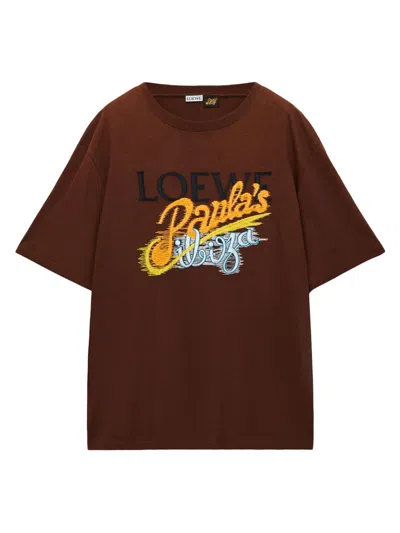 Loewe Men's  X Paula's Ibiza Paula Logo Loose-fit T-shirt In Red
