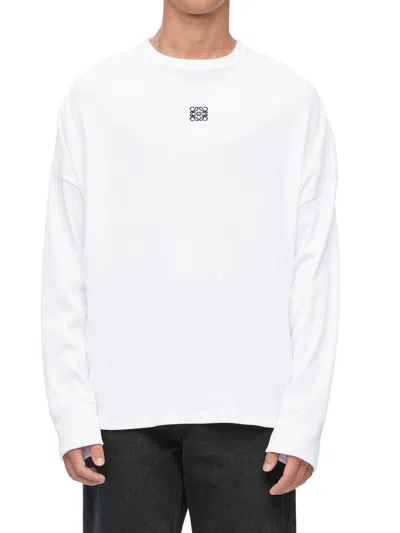 Loewe Men's Logo Long-sleeved T-shirt In White